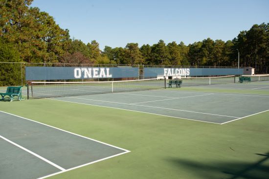 tennis courts on the private school campus